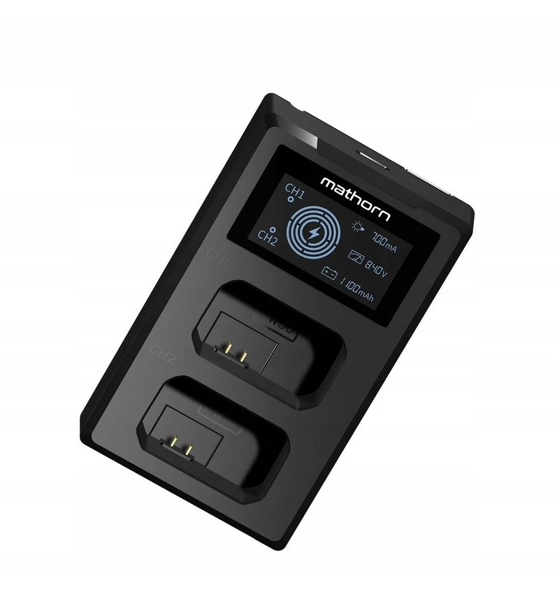 Mathorn įkroviklis. Dviejų kanalų įkroviklis Mathorn MBC-D125 USB-C, skirtas Sony NP-BX1