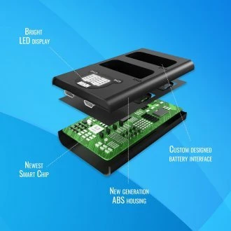 Dviejų kanalų įkroviklio rinkinys ir dvi LP-E6N įkraunamos baterijos Newell DL-USB-C, skirtos Canon