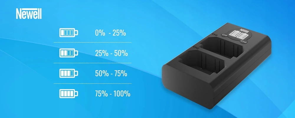 Newell DL-USB-C dviejų kanalų įkroviklis BLX-1 akumuliatoriams, skirtas Olympus