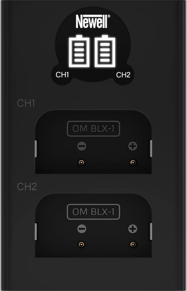 Newell DL-USB-C dviejų kanalų įkroviklis BLX-1 akumuliatoriams, skirtas Olympus