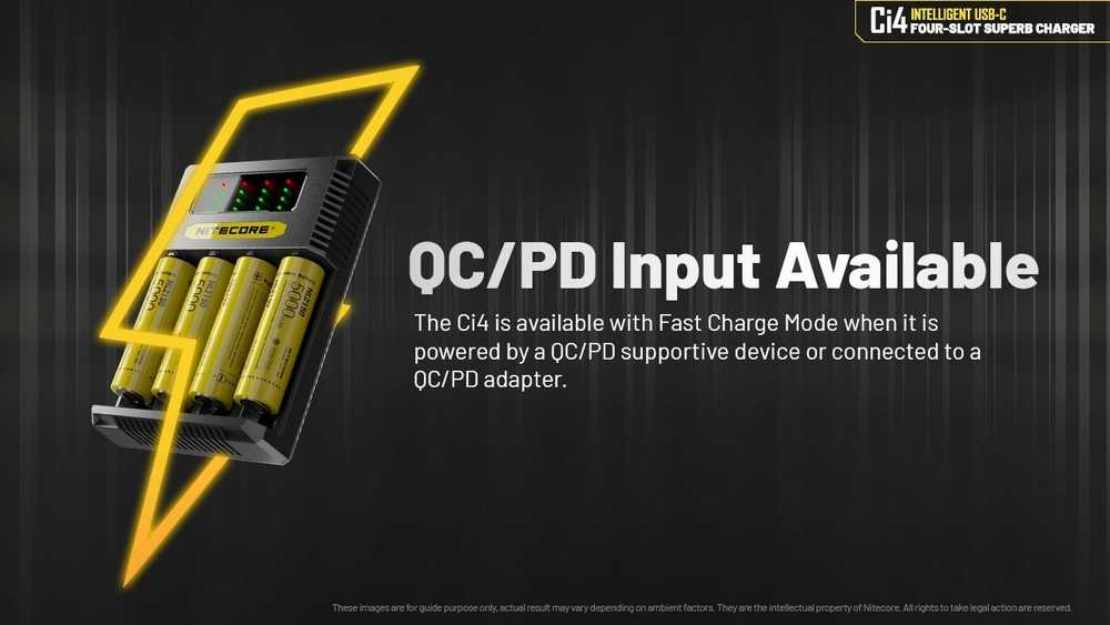 Įkroviklis - Nitecore Ci4 Smart Charger 4 Slots 3000mA Juodas