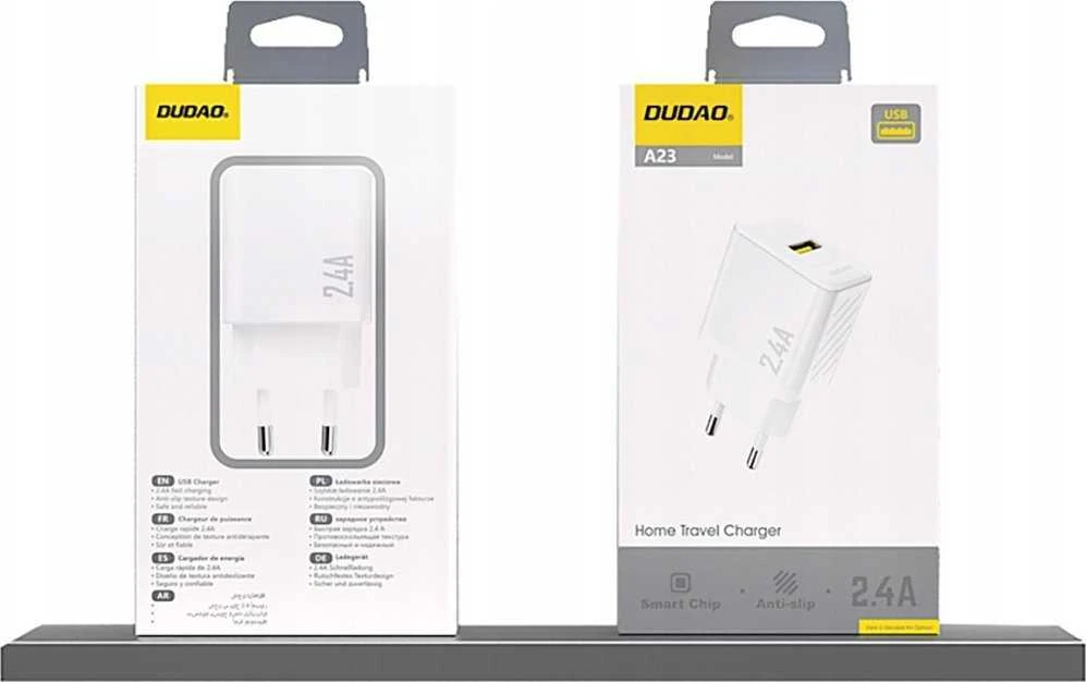 Dudao A23 2.4A USB-A įkroviklis – baltos spalvos