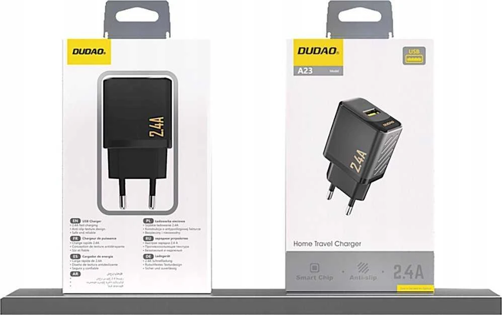 Dudao A23 2.4A USB-A įkroviklis – juodos spalvos
