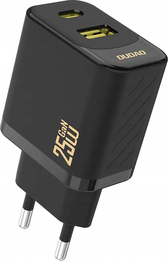 Dudao A26T GaN 25W USB-A, USB-C įkroviklis – juodos spalvos