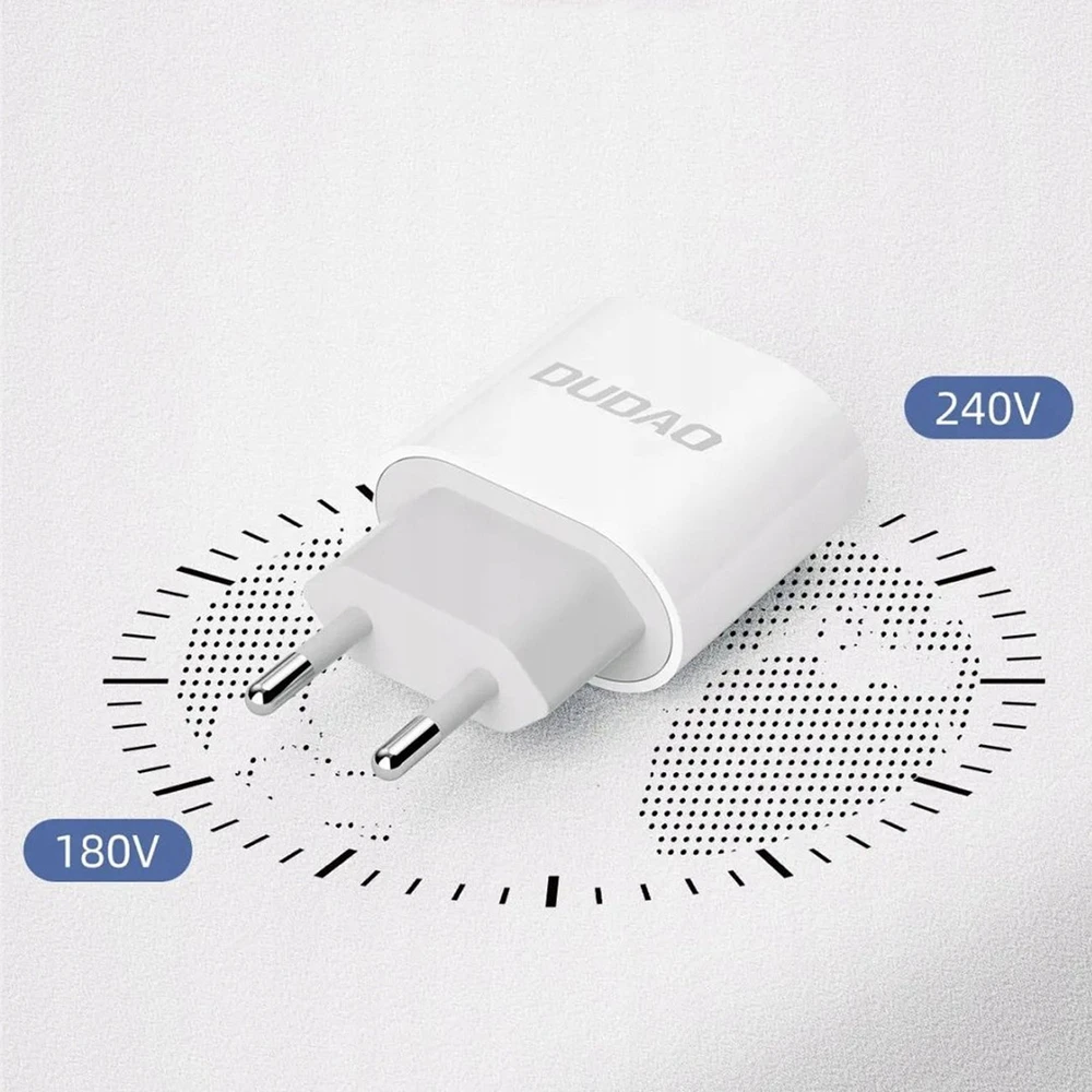 Dudao A14EUC PD 20W USB-C laidinis įkroviklis su kabelis – baltos spalvos