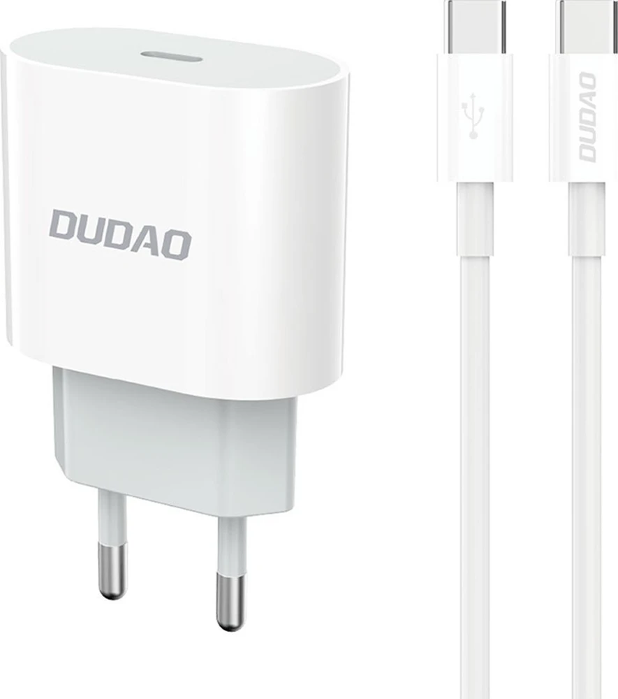 Dudao A14EUC PD 20W USB-C laidinis įkroviklis su kabelis – baltos spalvos