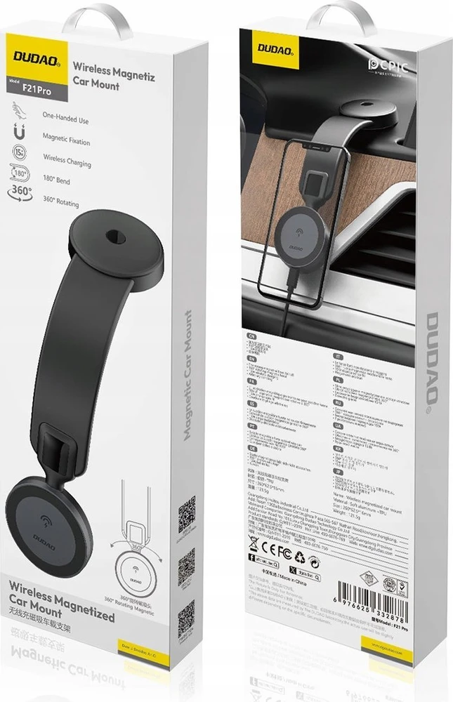 Dudao F21 Pro 15W MagSafe indukcinis automobilinis įkroviklis – Juodas