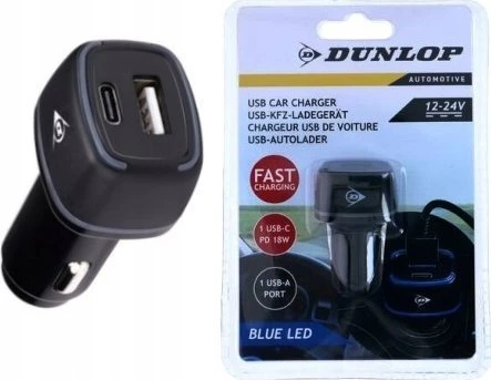 Dunlop Automobilinė įkroviklis su USB A ir C