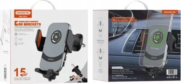 Įkroviklis ECOBOX* Automobilinis laikiklis AUTOMATYCZNY + Įkroviklis BEZPRZEWODOWA QI 15W