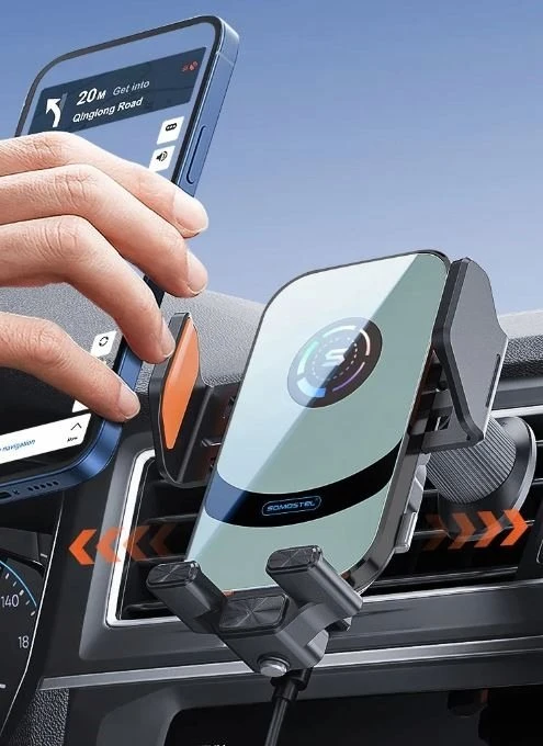 Įkroviklis ECOBOX* Automobilinis laikiklis AUTOMATYCZNY + Įkroviklis BEZPRZEWODOWA QI 15W