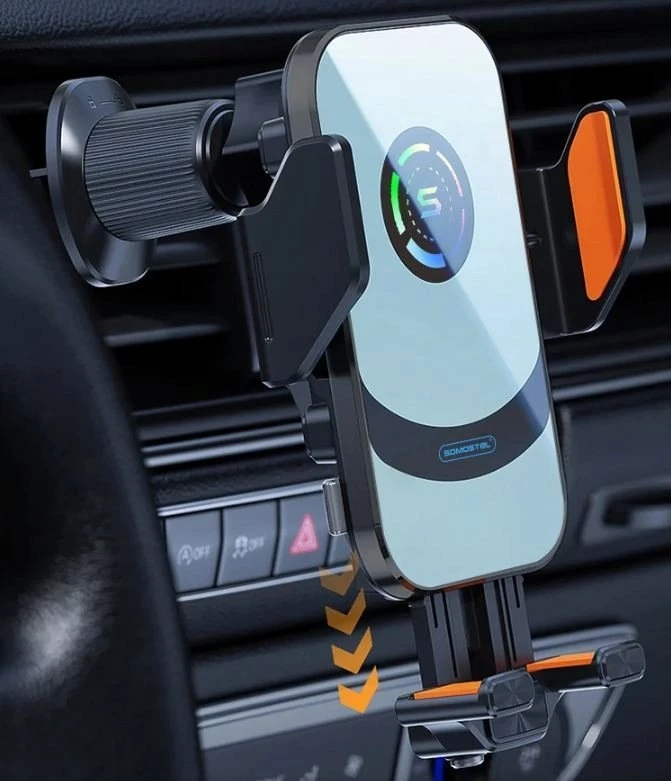 Įkroviklis ECOBOX* Automobilinis laikiklis AUTOMATYCZNY + Įkroviklis BEZPRZEWODOWA QI 15W