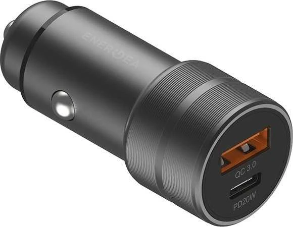 ENERGEA automobilinis įkroviklis 1xUSB+1xUSB-C PD-QC3.0 38W gunmetal Alu Drive PD20+