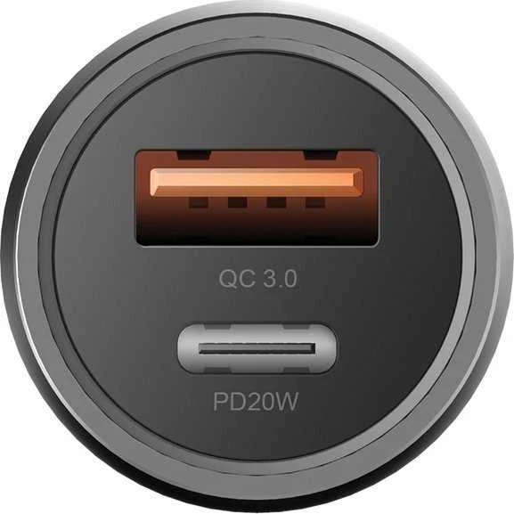 ENERGEA automobilinis įkroviklis 1xUSB+1xUSB-C PD-QC3.0 38W gunmetal Alu Drive PD20+