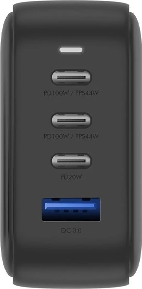 ENERGEA Laidinis įkroviklis 1xUSB+3xUSB-CPD-PPS-QC 3.0 100W 3C1A juodos spalvos US+EU Travelite GAN100