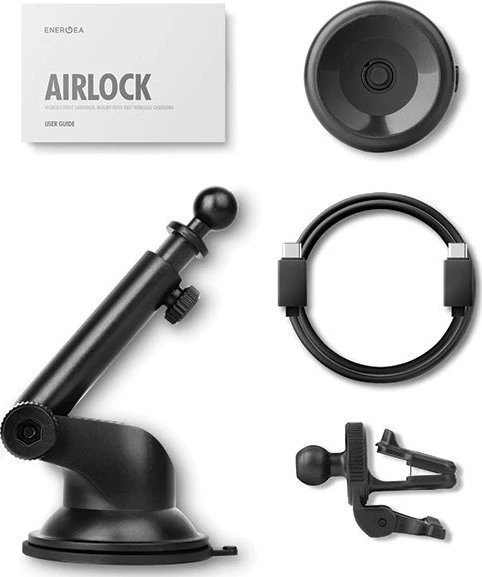 ENERGEA universalus indukcinis telefono laikiklis AirLock juodos spalvos