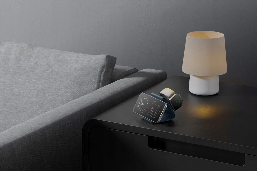 ENERGEA Bazic GoMag Trio Plus Compact Foldable 3-in-1 Belaidis įkroviklis 15W Fast Charging Navy Mėlyna