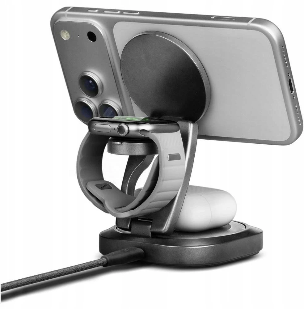 Belaidis įkroviklis Energea Alumag GYRO 360 Rotating Qi2.2 25W Foldable gunmetal