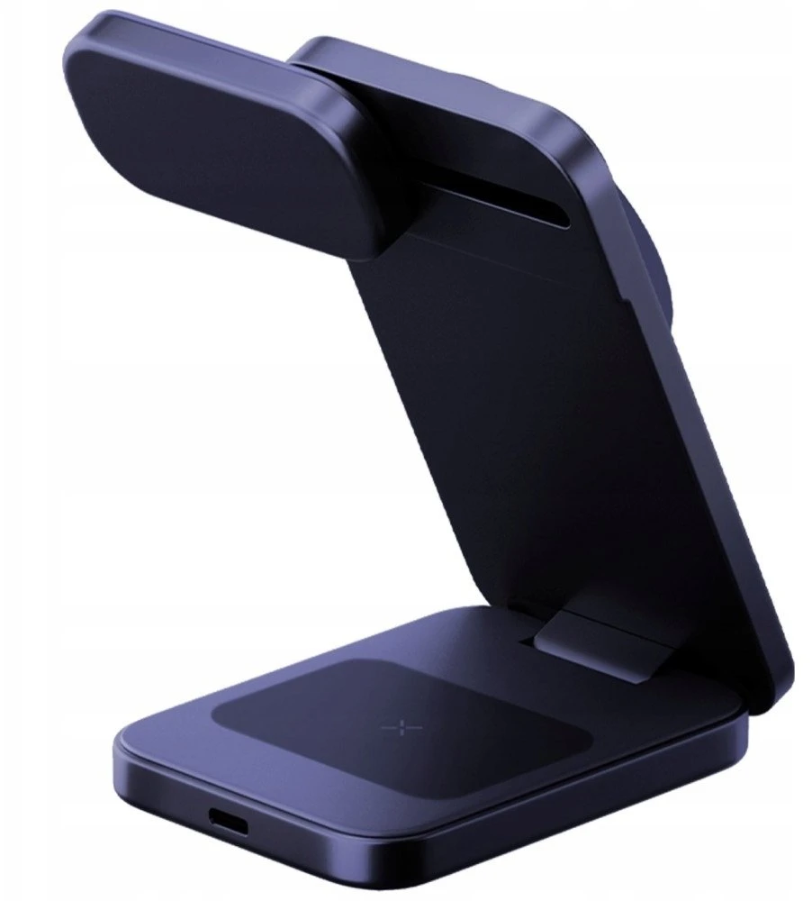 Belaidis įkroviklis Energea MagTrio 2 3-in-1 Qi2 25W foldable mėlynos spalvos