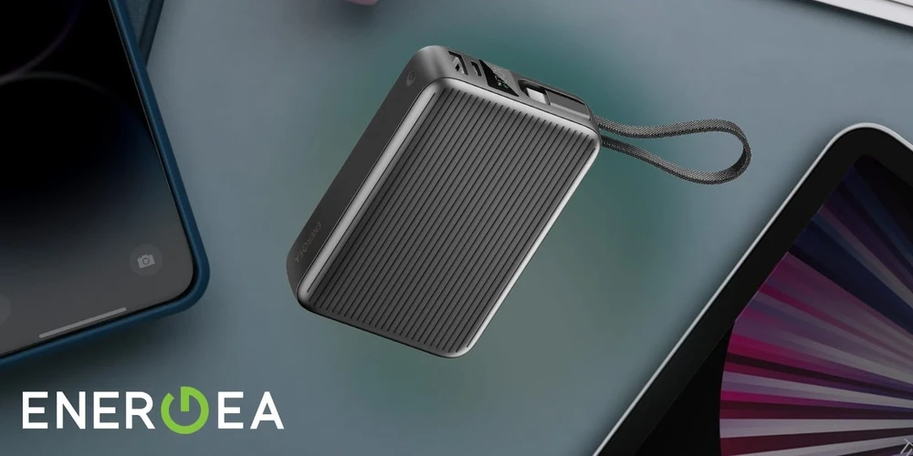 PowerBank Energea Integra Ultra 45 20000mAh cable USB-C PD45W pilkos spalvos
