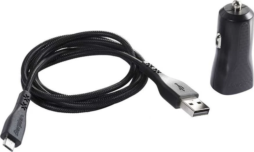 Energizer HardCase - Įkroviklis samochodowa USB-A 1A + Kabelis Micro USB (Juodas)