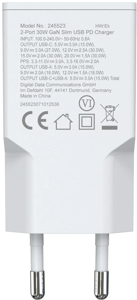 Įkroviklis Equip GaN Slim PD3.0 1 1 30 W Baltas (245523)