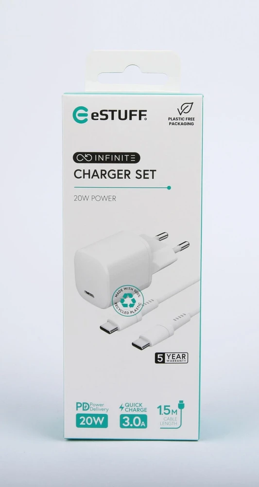 eSTUFF ES637600, Vidinis, AC, 12 V, 1,5 m, Baltas