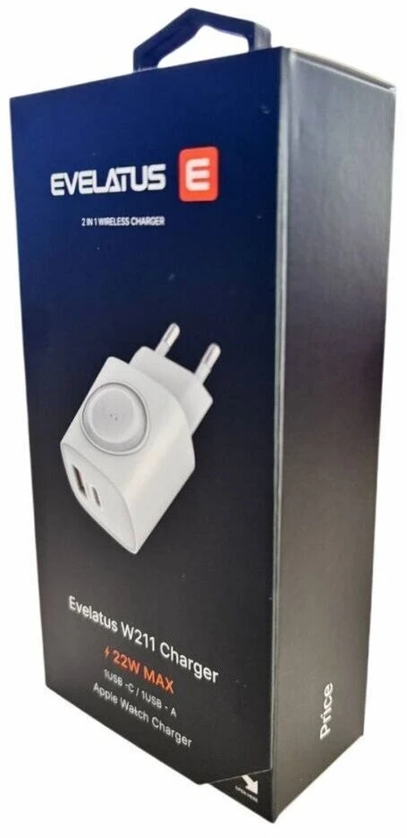 Evelatus PowerSync 2-in-1 Lādētājs 20W Bezmaksas Divu USB Balts