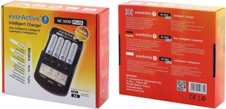 everActive profesionalus AA/AAA elementų įkroviklis NC-1000 PLUS