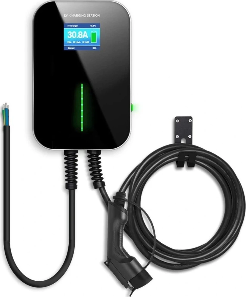 Extralink BS20-BC-22kW-APP 2 tipas 32A 22kW | Elektromobilių įkroviklis | 3 fazės, LCD ekranas, programėlė, 6,1 m 100 / 250 / 380 V Juoda