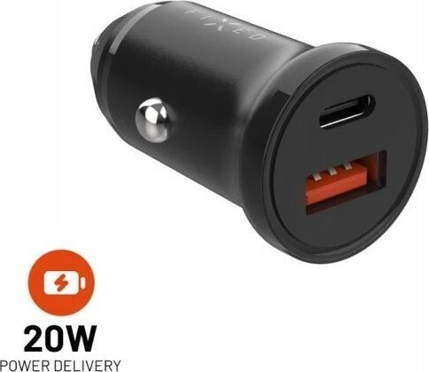 Fixed Fiksuotas | Automobilinis įkroviklis USB-C/USB, 20W | FIXCC20N-CU-BK