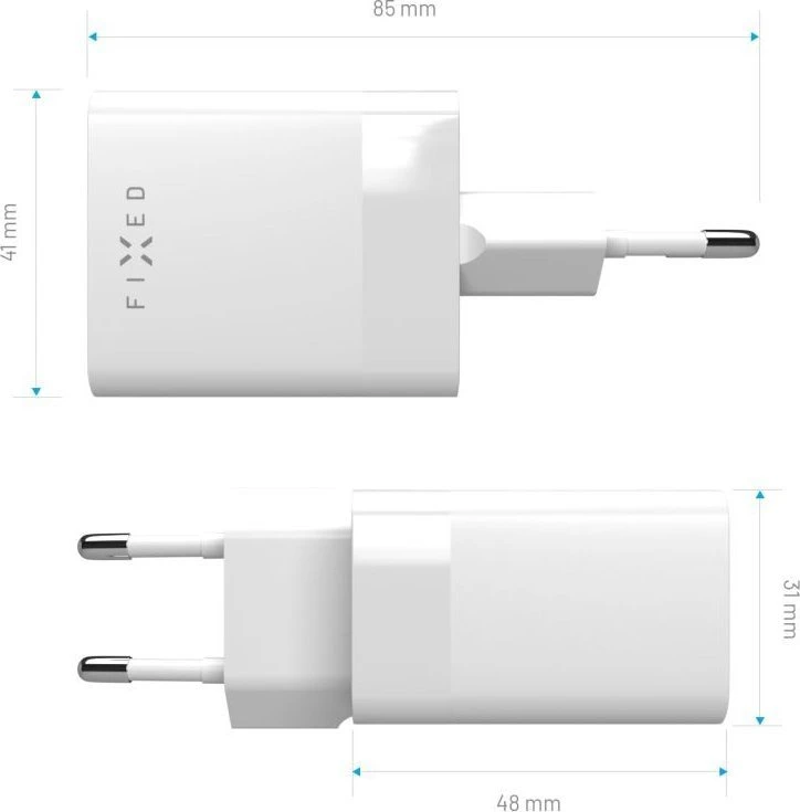 Fixed Fiksuotas Mini USB-C/USB kelioninis įkroviklis 45W | FIXC45M-CU-WH