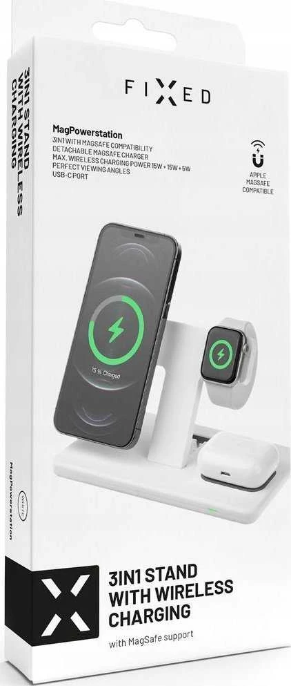Fixed Fiksuotas | Stovas su belaidžiu įkrovimu 3in1 | FIXMPOS-WH MagPowerstation