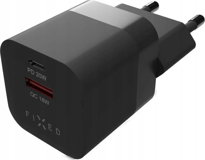 Fixed Fiksuotas Mini USB-C/USB 20W, juodas