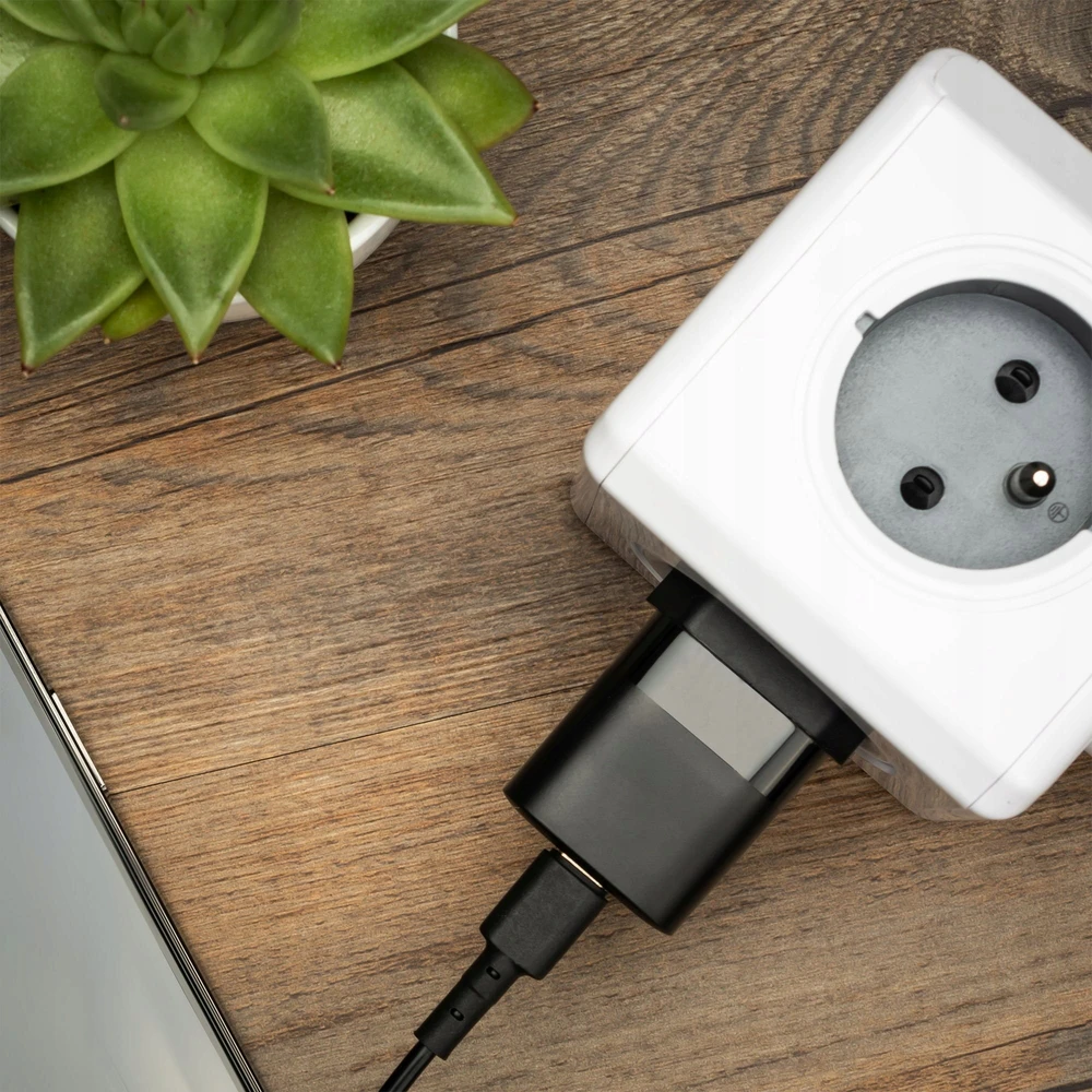 Fixed Mini USB-C 20W + kabelis USB-C/USB-C, juoda
