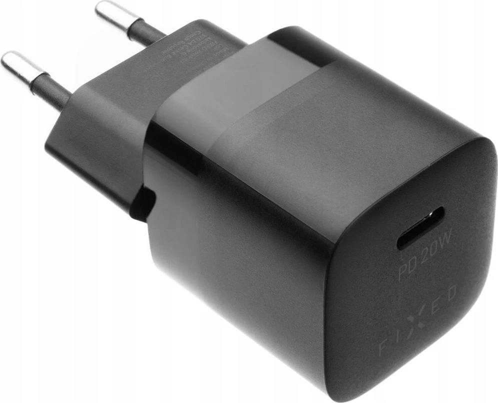 Fixed Mini USB-C 20W + kabelis USB-C/USB-C, juoda