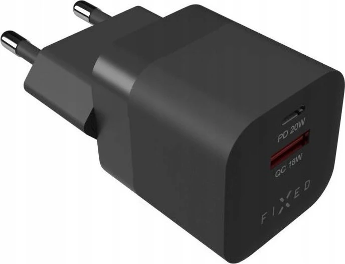 Fixed Fiksuotas Mini USB-C/USB 20W, juodas