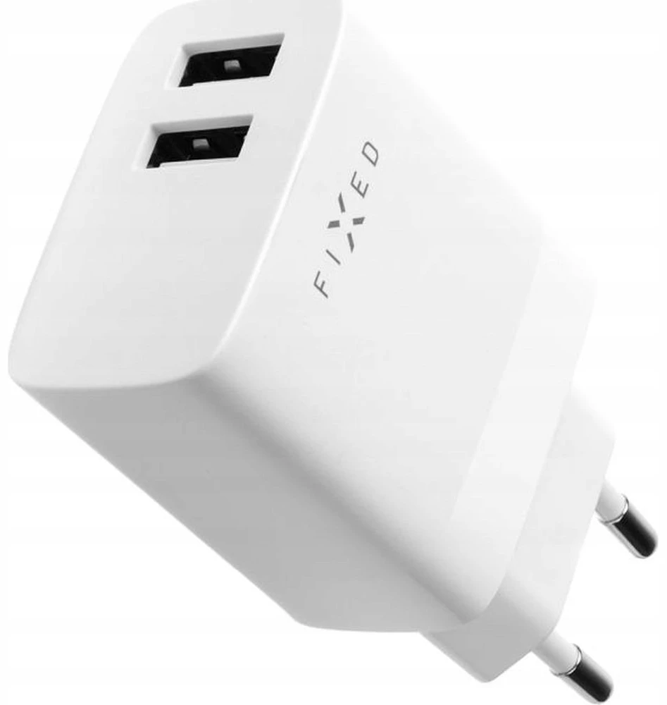 Fixed Fiksuotas | Dvigubas USB kelioninis įkroviklis 17 W ir USB/USB-C laidas | FIXC17N-2UC-WH
