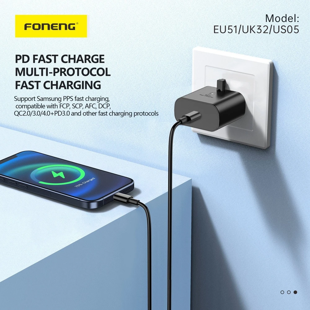 Foneng EU51 USB-C 25W tinklo įkroviklis (juodas)