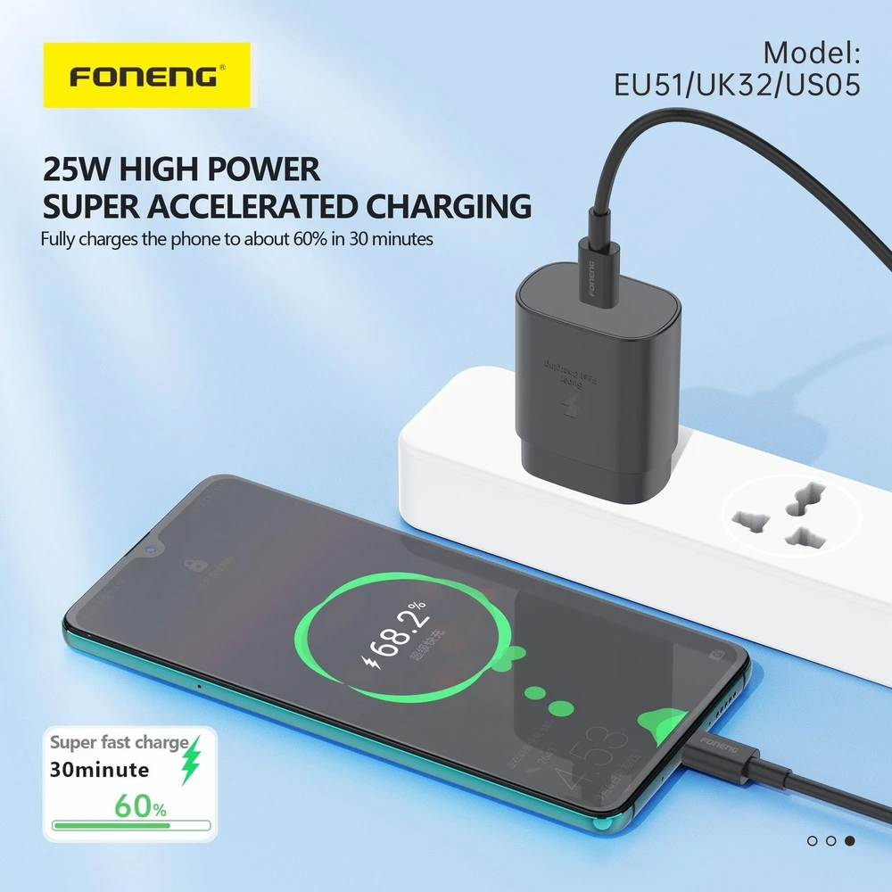 Foneng EU51 USB-C 25W tinklo įkroviklis (juodas)