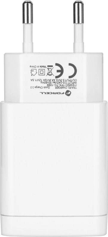 Įkroviklis Forcell (1xUSB 2.4A 18W) baltas