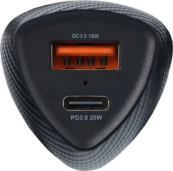 Automobilinis įkroviklis Forcell F-Energy Carbon USB C + USB A QC3.0 PD 3A 38W CC50-1A1C juodas