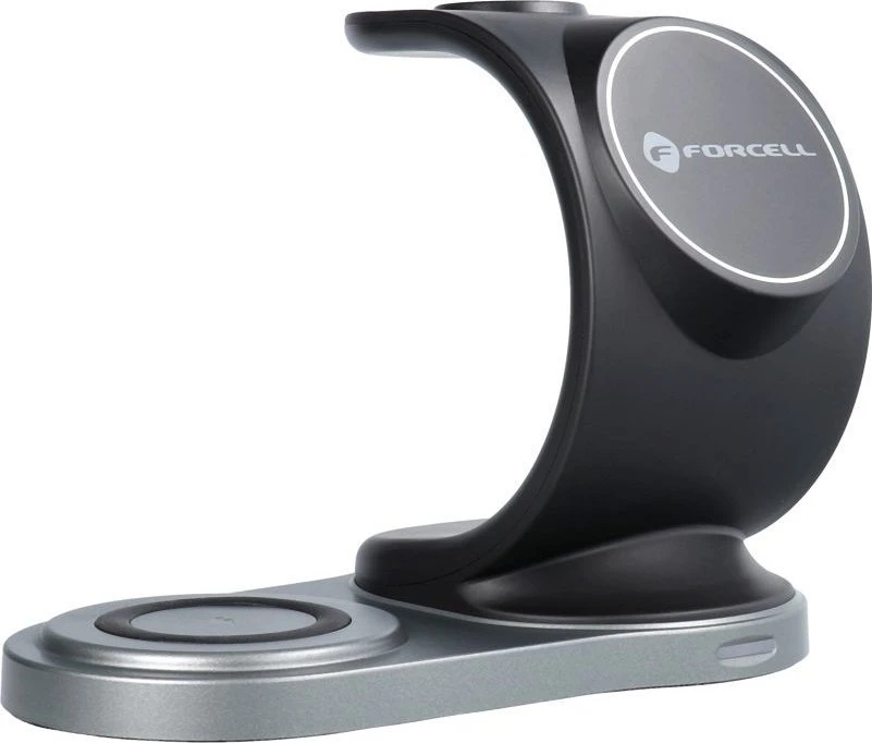 Belaidis įkroviklis Forcell 3in1 (MagSafe) (Phone; Pods; Watch) 15W juodas