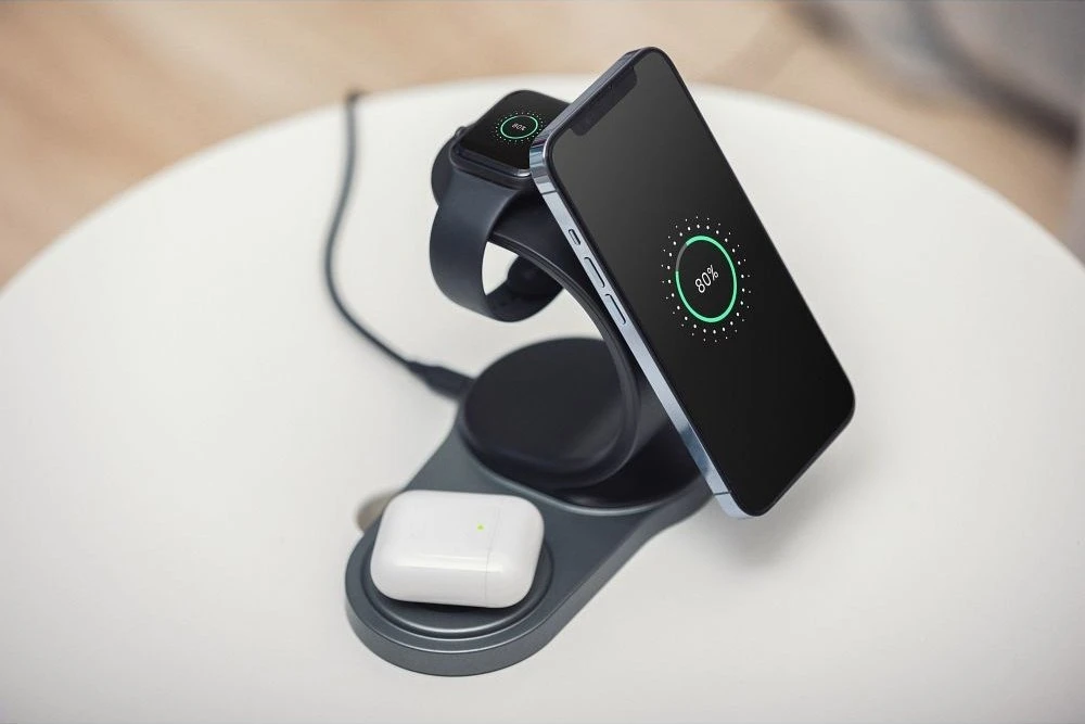 Belaidis įkroviklis Forcell 3in1 (MagSafe) (Phone; Pods; Watch) 15W juodas