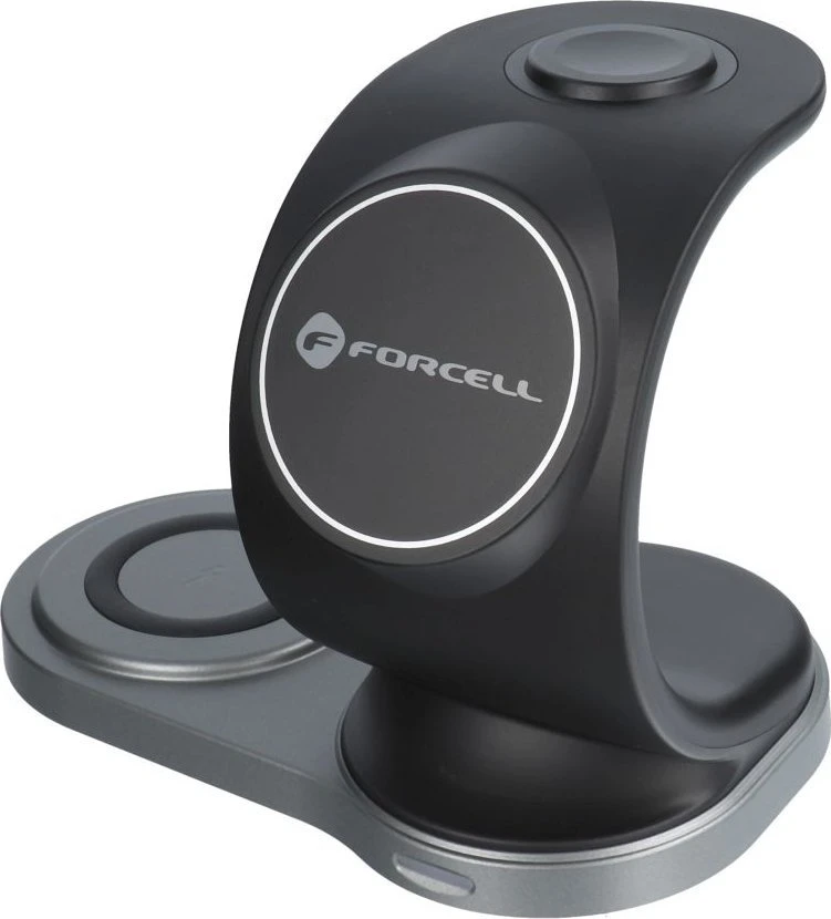 Belaidis įkroviklis Forcell 3in1 (MagSafe) (Phone; Pods; Watch) 15W juodas