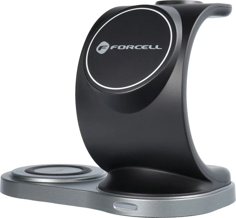 Belaidis įkroviklis Forcell 3in1 (MagSafe) (Phone; Pods; Watch) 15W juodas
