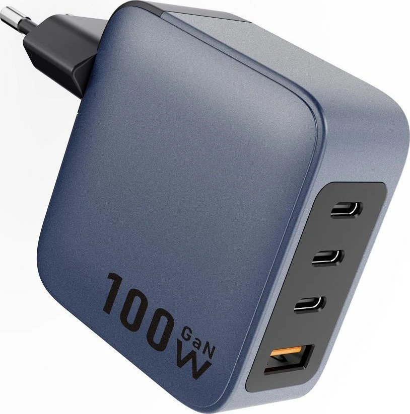 Telefono įkroviklis Forcell F-Energy GaN 3 x USB C + USB A QC4.0 PD 5A 100W VT-46 pilka