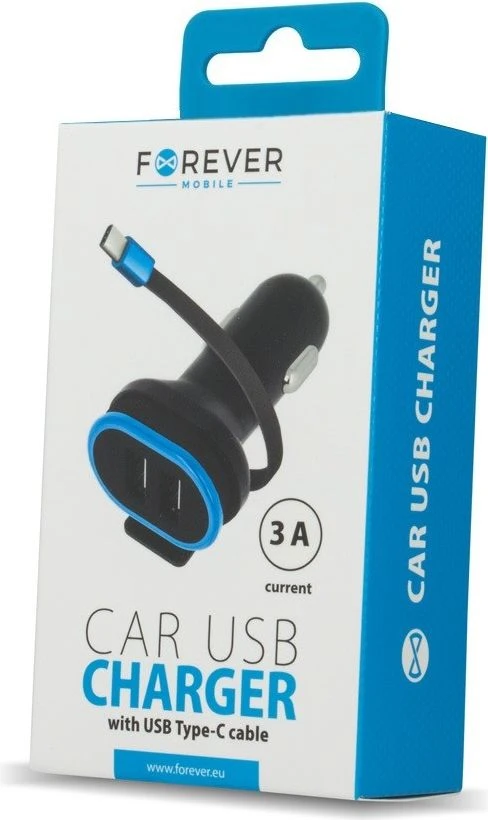 Forever Auto USB įkroviklis CC-02 3A type-C