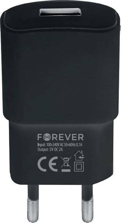 Forever TC-01 įkroviklis 1x USB 2A juodas