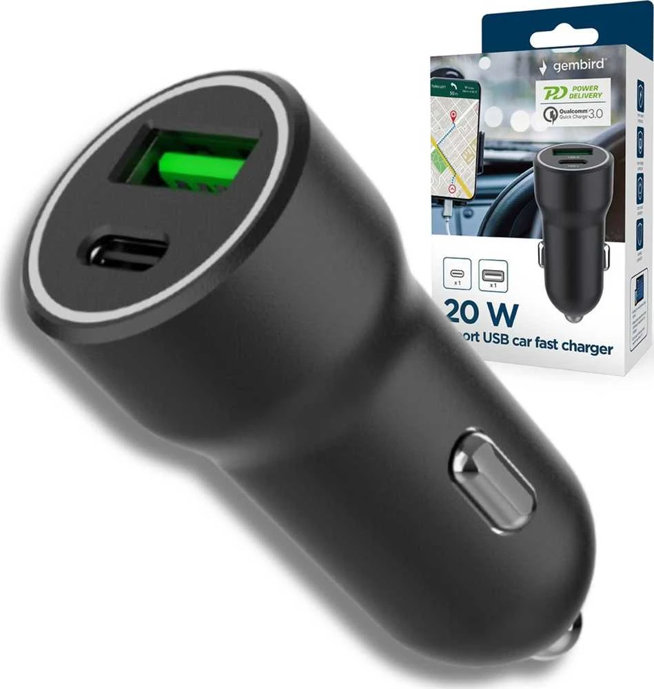 Gembird USB 18W Type-C PD 20W juodas