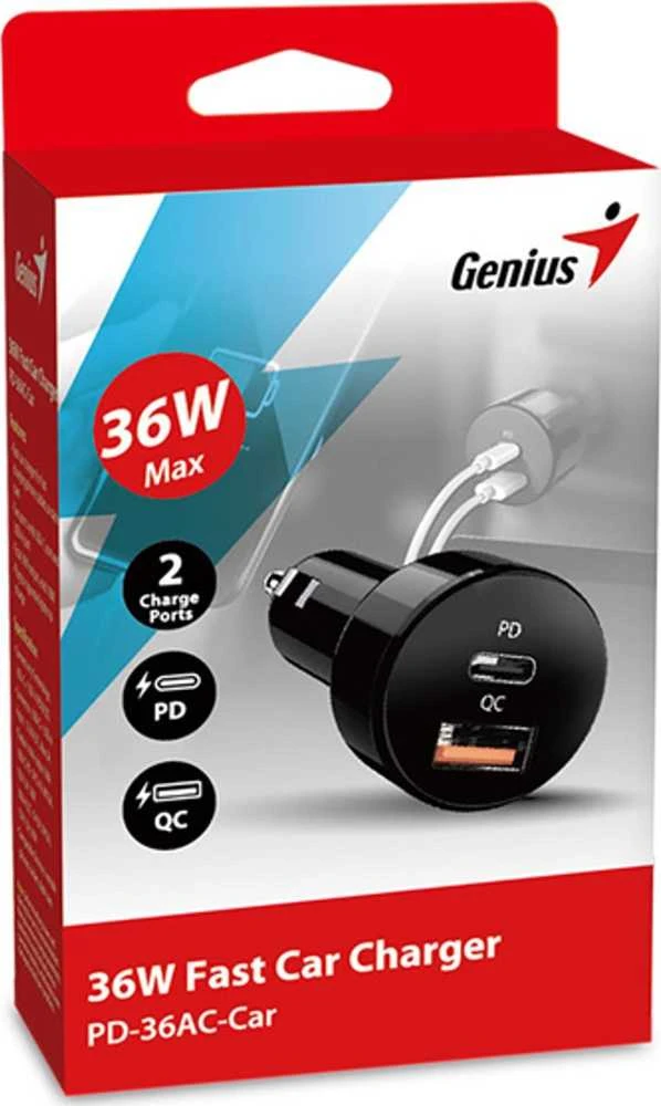 Genius 36W automobilinis įkroviklis su pakuote